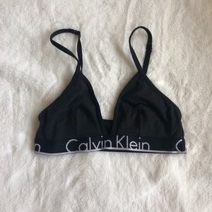 Black Calvin Klein bralette with logo band